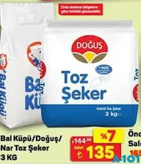 BALKÜPÜ / DOĞUŞ TOZ ŞEKER 3 KG BALKÜPÜ / DOĞUŞ TOZ ŞEKER 3 KG